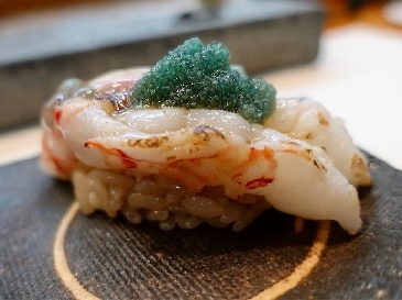 A photo of Botan ebi nigiri