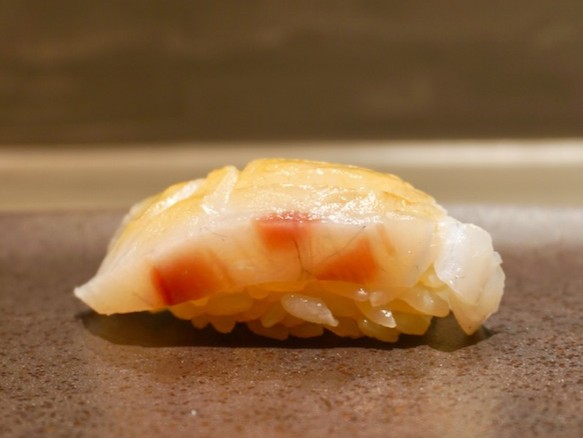 A photo of Lesser spangled emperor (Hamafuefukidai) nigiri sushi