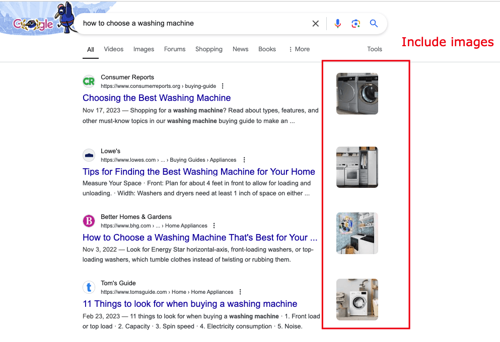 SERP results showing images as content features.png