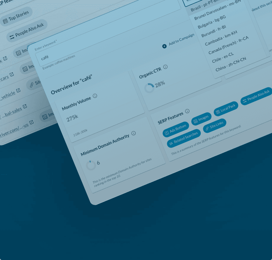 Discover keyword research data for newly added locations